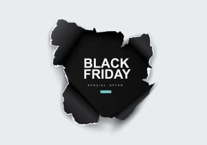 Black Friday discount promotion with torn paper effect