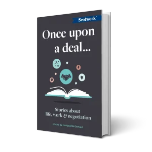 Cover of the book 'Once Upon a Deal' featuring stories about life, work, and negotiation.
