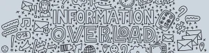 Illustration depicting information overload with various icons and symbols.