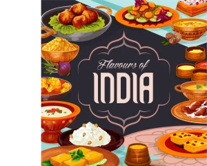 A colorful assortment of traditional Indian dishes showcasing the diverse flavours of India.
