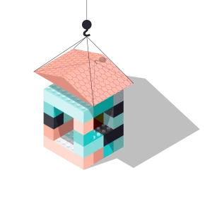 A vibrant birdhouse made from colorful LEGO bricks, showcasing a unique design.
