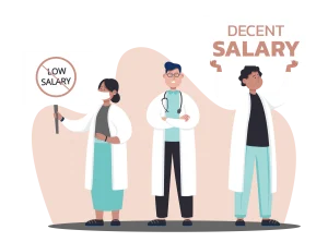 Healthcare professionals protesting against low salary