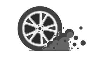 Illustration of a racing car wheel with smoke.