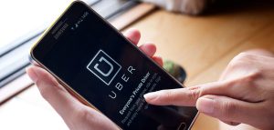 Smartphone displaying the Uber app