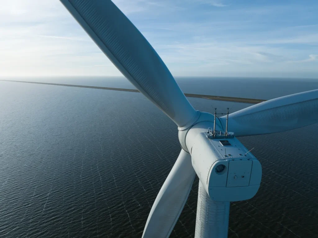 Offshore wind turbine viewed from above