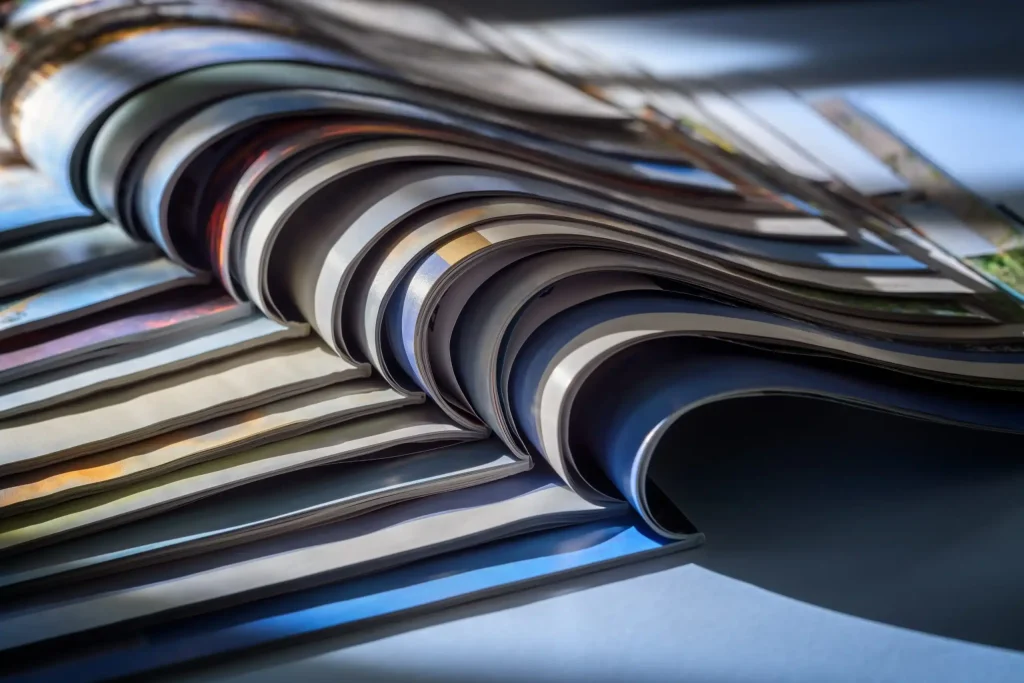 Stack of glossy magazines